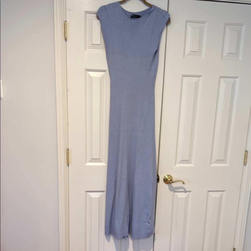Blue Sheath Maxi Dress for Wedding Guests